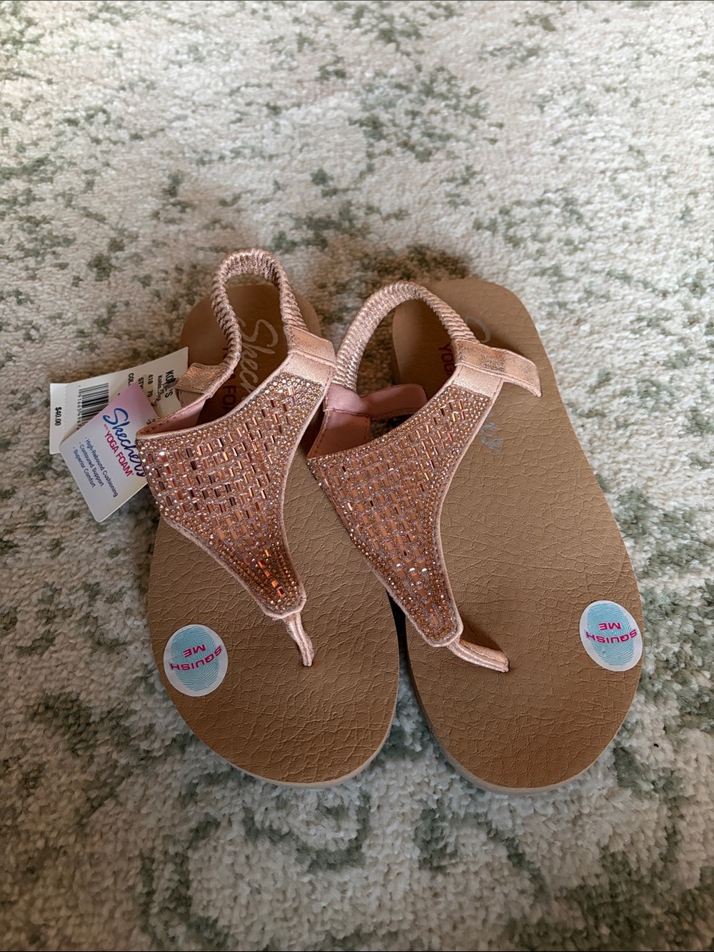 Skechers Rose Gold Jeweled Elastic Back Sandals